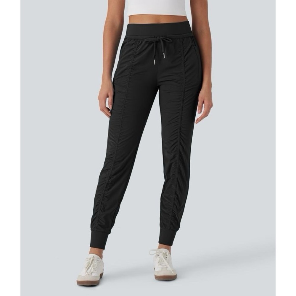Halara High Waist Travel Pants Taper Jogger Drawstring Stretch Ruched Pull On M